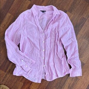 Brooks Brothers Pink Button-Up Linen Women's Top size 12